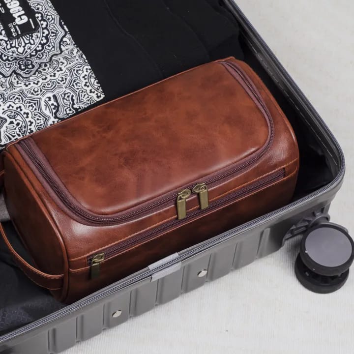 Travel Premium Leather Hanging Toiletry Bag
