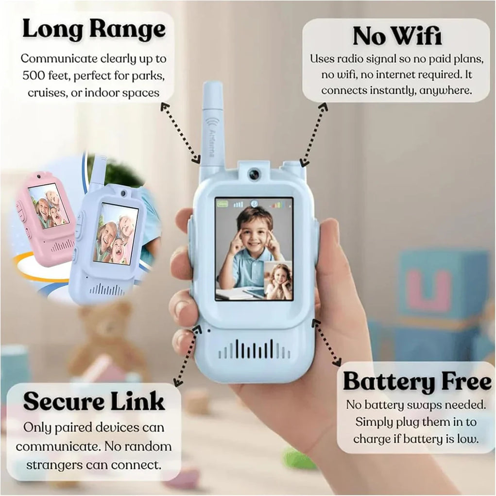 2pcs Set Rechargeable Walkie Talkies with Screen Display and Voice Changer
