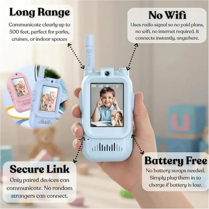 2pcs Set Rechargeable Walkie Talkies with Screen Display and Voice Changer