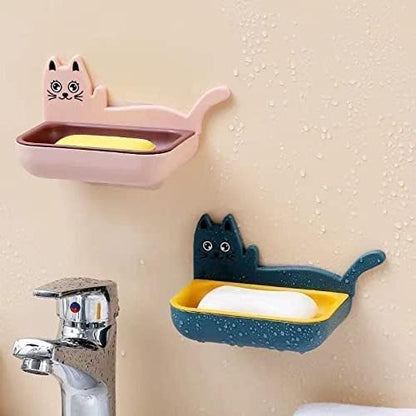 Cat Shape Wall Mounted Draining Soap Dish