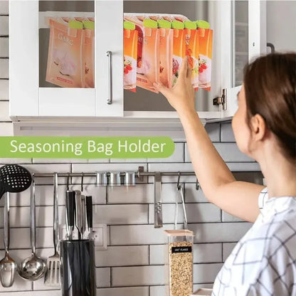 Wall Mounted Spice Bag Storage Rack Punch Free Seasoning Bag