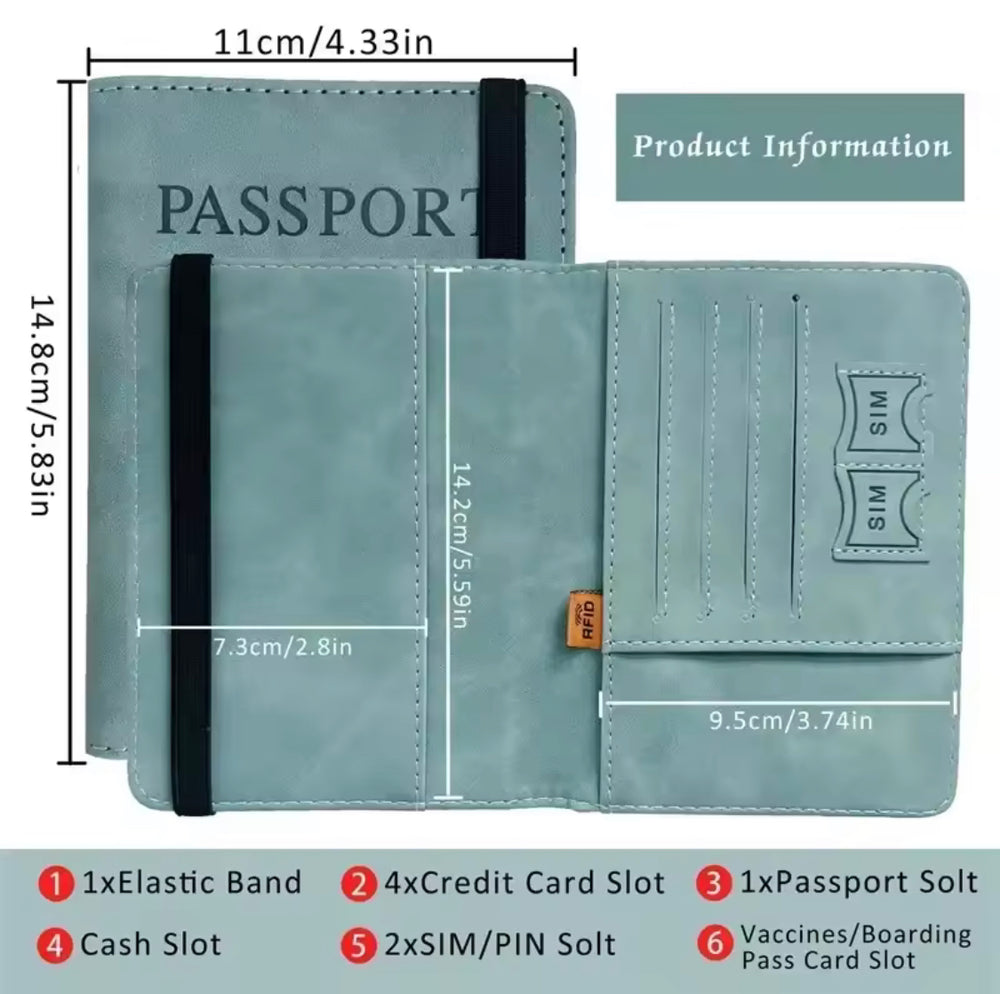 Slim PU Leather Travel Passport Wallet