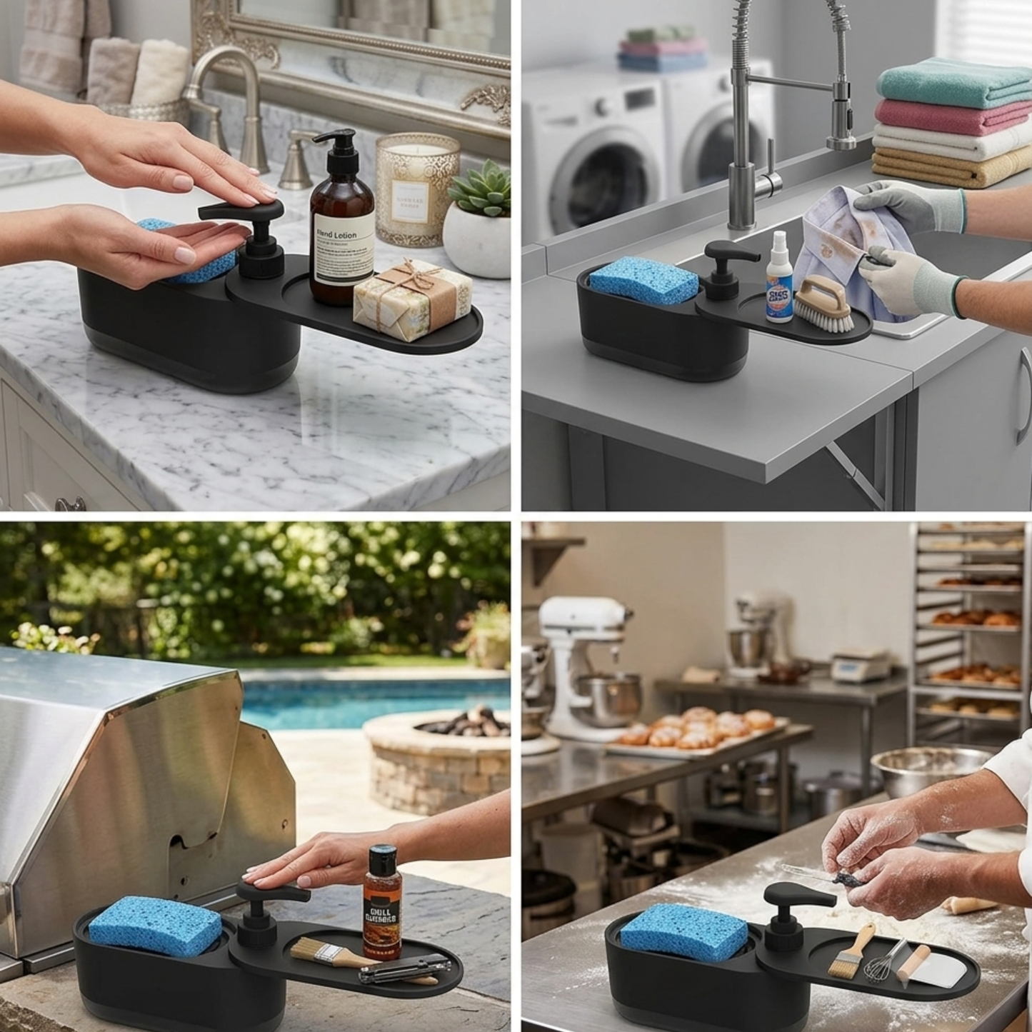 Orangide Soap Dispenser Brush, Built-in Soap Pump and Sponge Holder