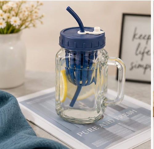500ml Glass Sipper with Infuser, Leakproof Glass Infuser Mug with Straw