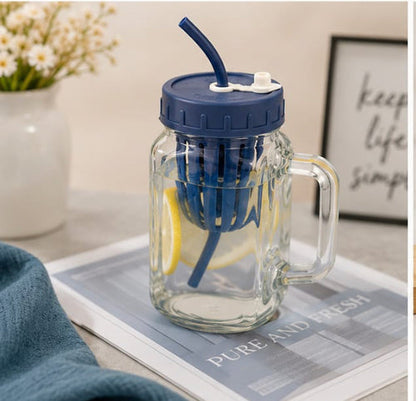 500ml Glass Sipper with Infuser, Leakproof Glass Infuser Mug with Straw