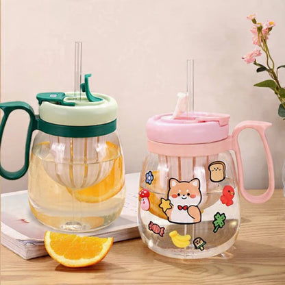 500ML Portable Glass Water Bottle Leakproof