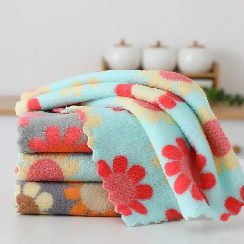 5Pcs Kitchen Cleaning Cloths Soft Absorbent Dishcloth