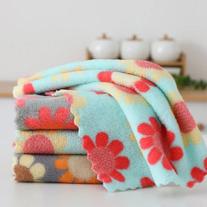 5Pcs Kitchen Cleaning Cloths Soft Absorbent Dishcloth