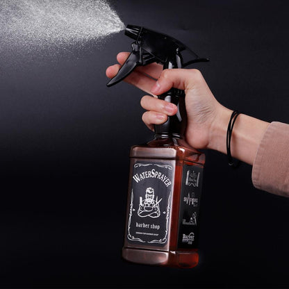 500ml Barber Shop Water Sprayer with Distinctive Whiskey-Bottle Style Label.