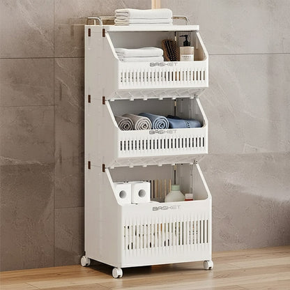 Multi-Layer Dirty Clothes Basket with Wheels – Bathroom Storage Heavy Quality