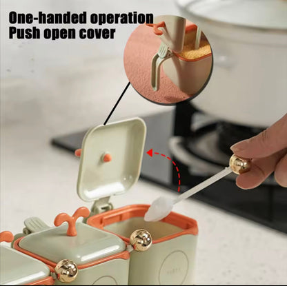 3-Piece Modern Spice Jar Set with Tray & Spoons – Airtight Containers for Kitchen Storage