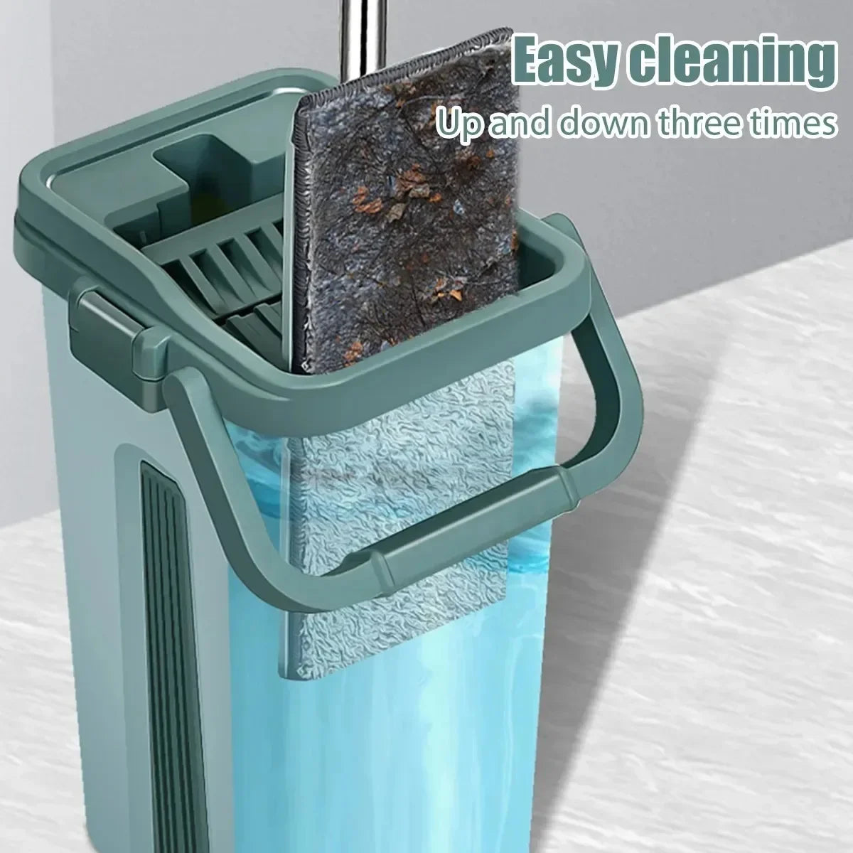 Flat Squeeze Mop And Bucket – Hand-free Wringing Floor Cleaning Mop