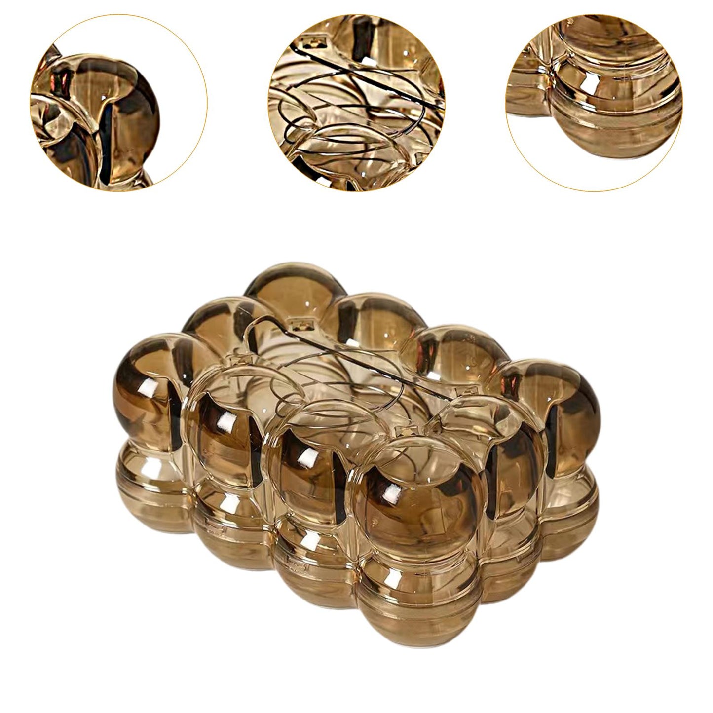 Transparent Luxury Bubble Tissue Box with Chrome Bunny & Bow Design