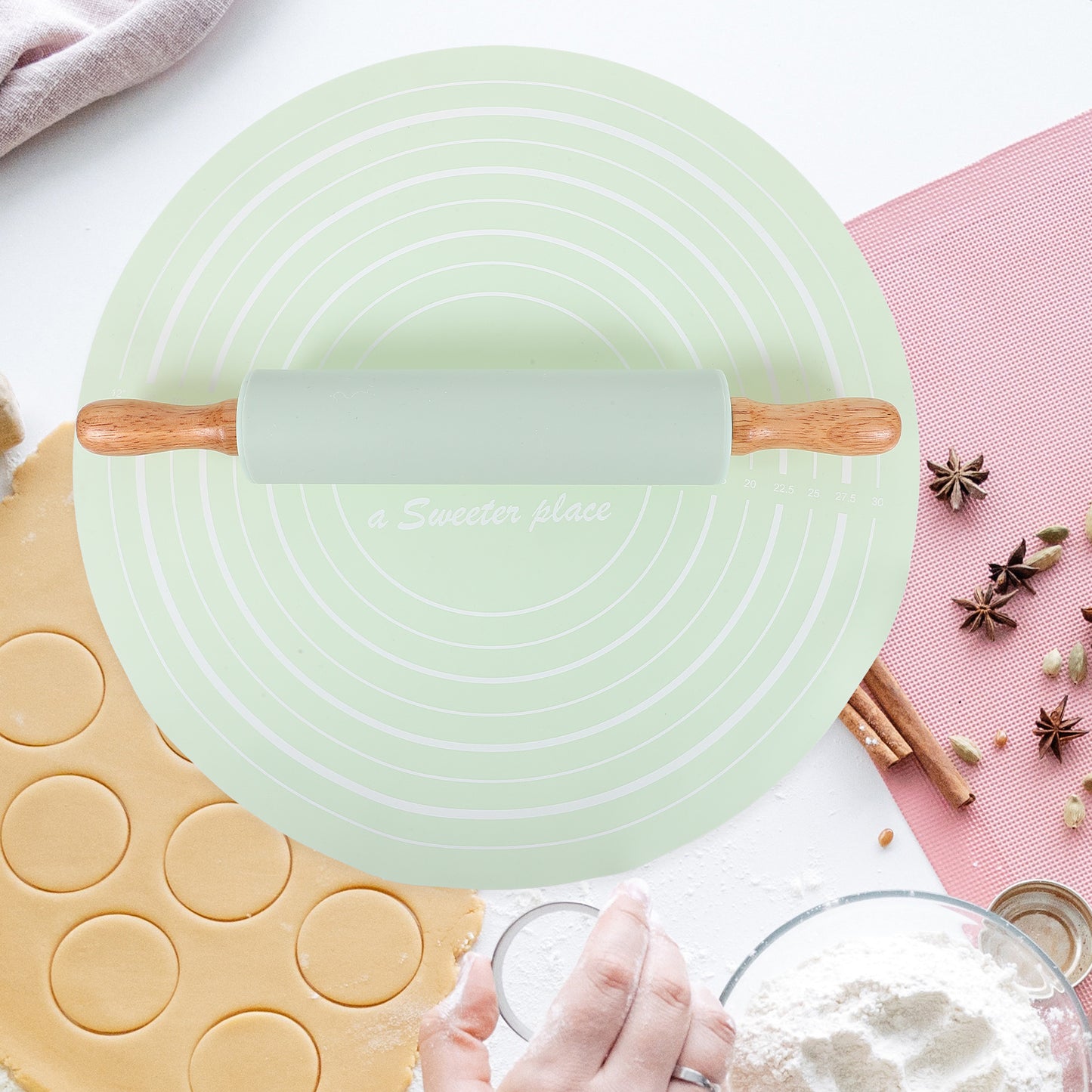 Silicone Dough Mat With Rolling Pin