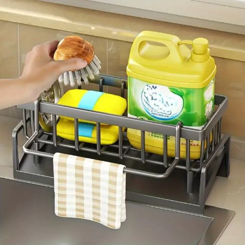 Kitchen & Bathroom Draining Rack & Sponge Holder – Rust-Resistant Storage Organizer