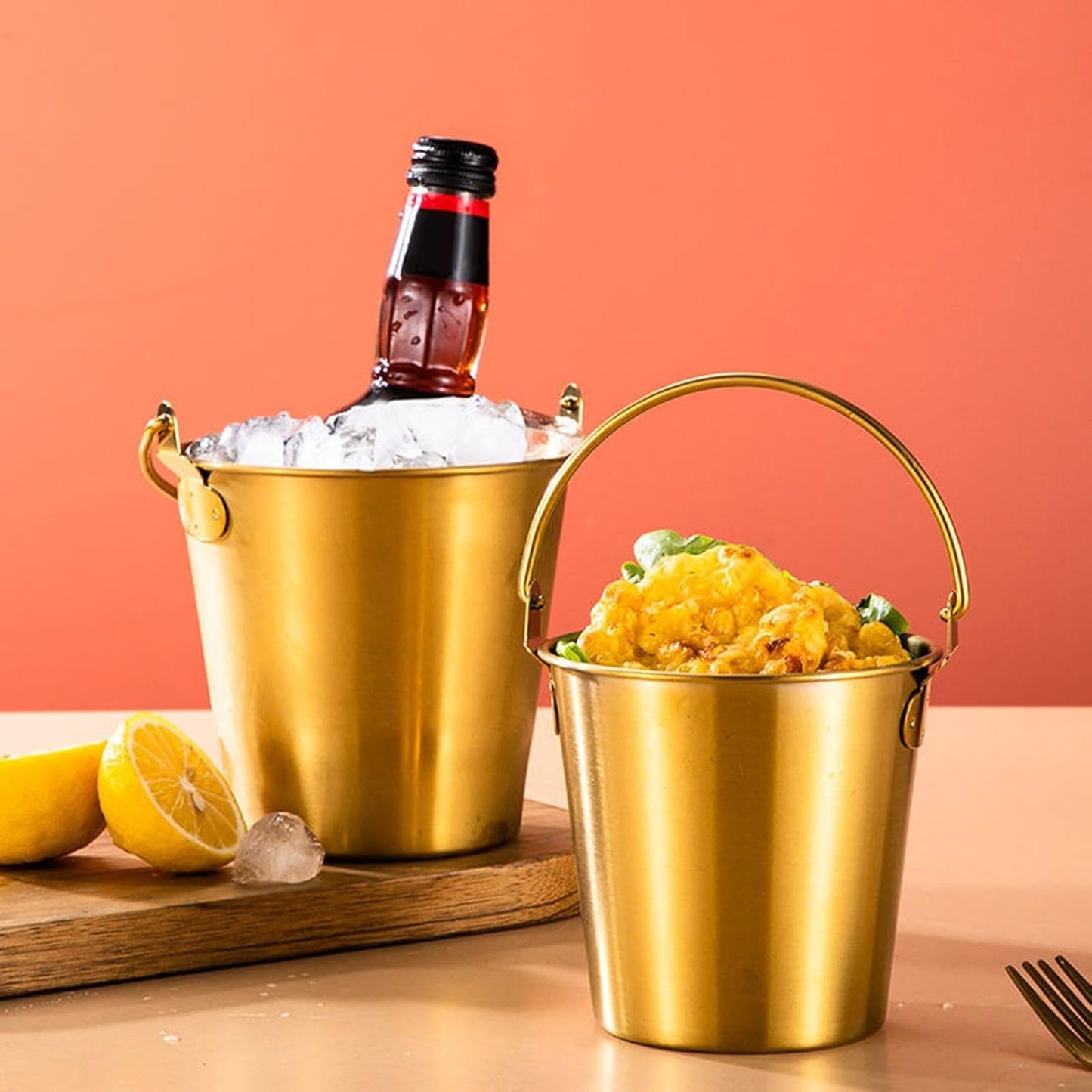 Steel Golden Ice Cube Bucket (800ML)