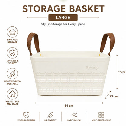 Heavy Plastic Multipurpose Storage Basket With Rubber Handle