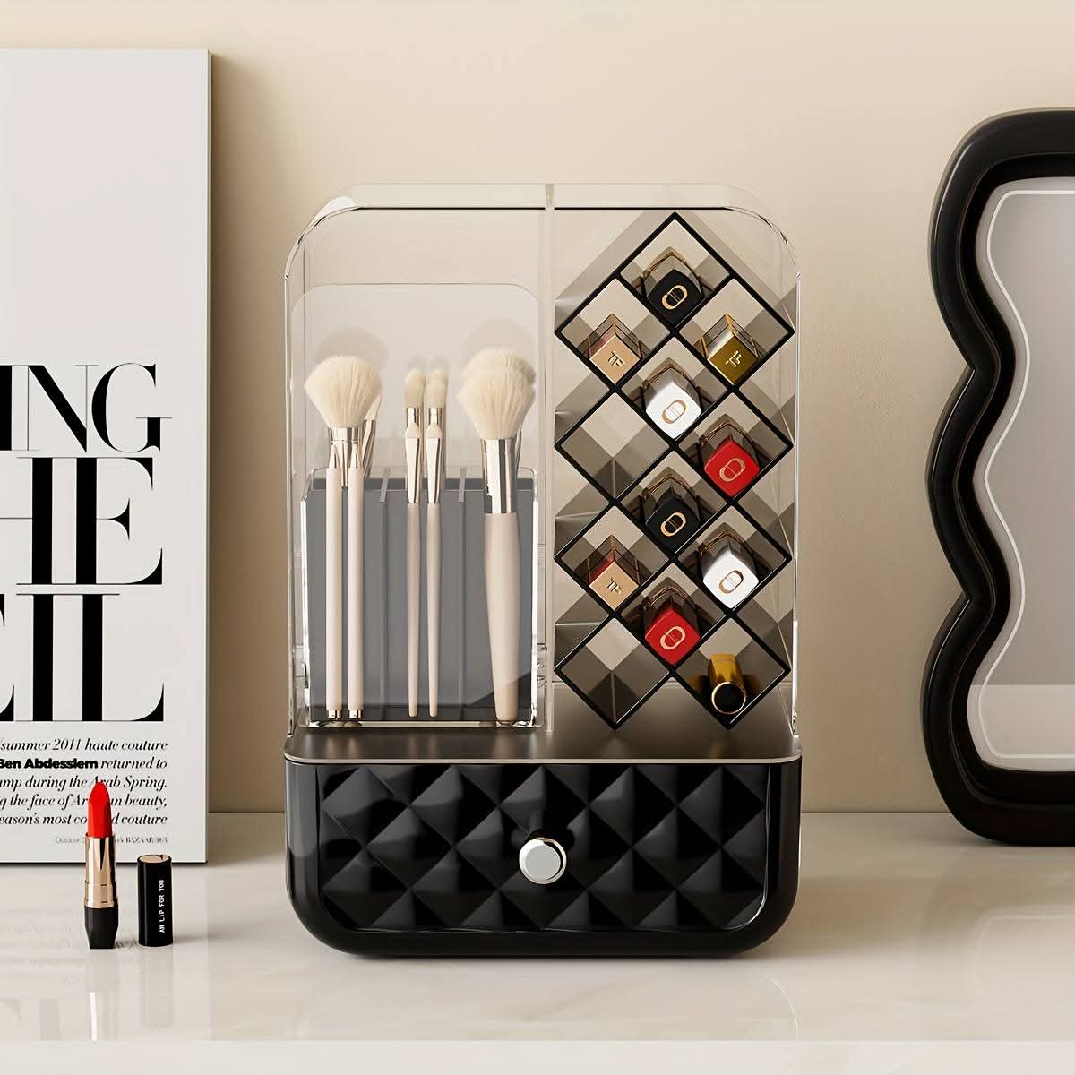 Luxury Dustproof Cosmetic Organizer – Premium Makeup Storage Box with Drawer