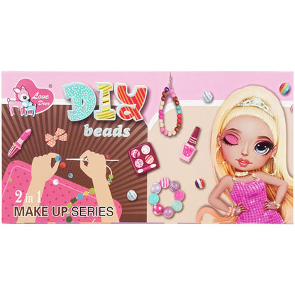 DIY Beads 2-in-1 Set Includes Children's Makeup & Bead Accessories.