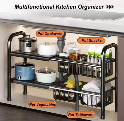 Multipurpose Used Under Sink Adjustable Storage Rack Heavy Quality