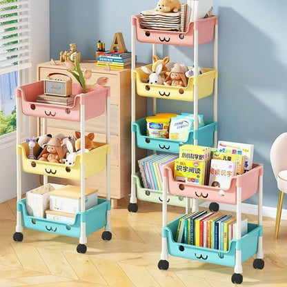 3 Tier Kids Toy Storage Trolley – Mobile Organizer for Toys & Essentials