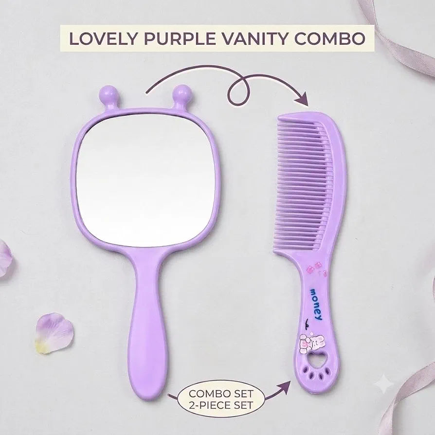 Cute Compact 2-Piece Mini Comb With Mirror Set