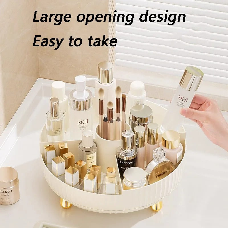 360° Rotating Luxury Cosmetic Organizer Tray – Makeup & Skincare Storage