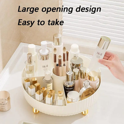 360° Rotating Luxury Cosmetic Organizer Tray – Makeup & Skincare Storage