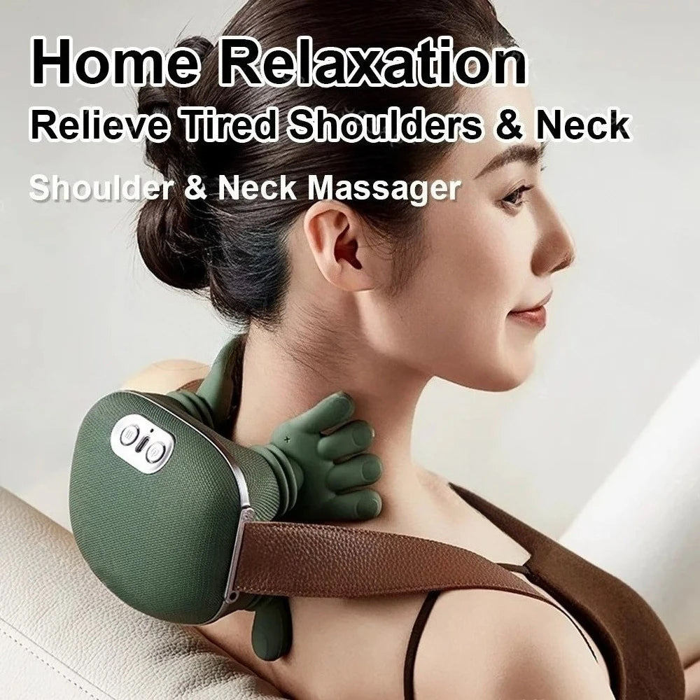 Green Master Pro Electric Neck & Shoulder Massager - Heated Muscle Relief