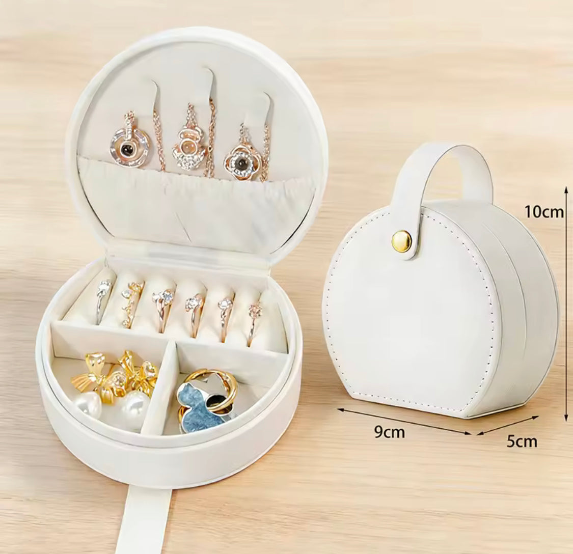 Mini Portable PU Leather Jewelry Organizer Box