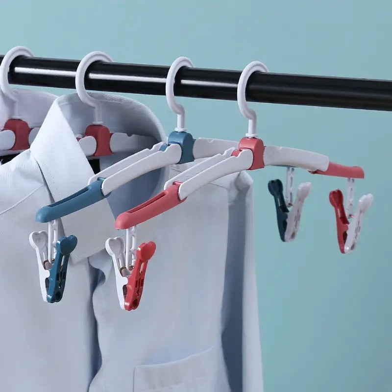 Folding Cloth Hanger Multifunctional Windproof Clip Drying Rack Pack Of 3
