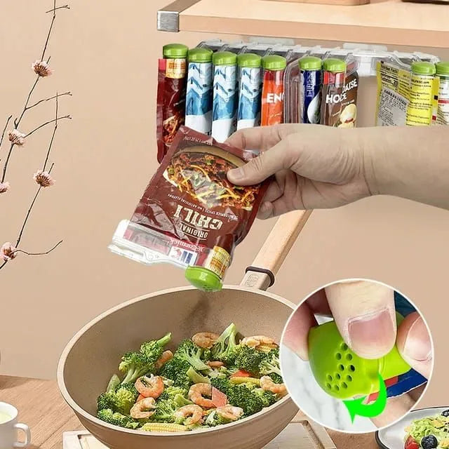 Wall Mounted Spice Bag Storage Rack Punch Free Seasoning Bag