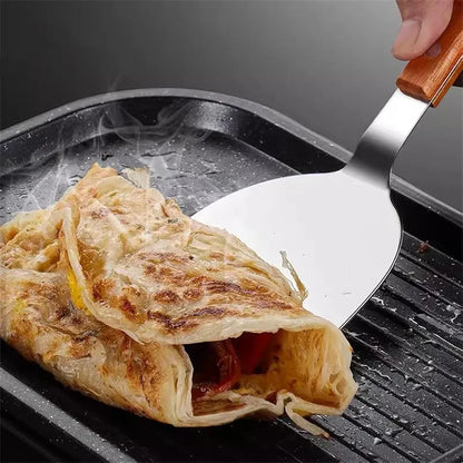 Stainless Steel Cooking Shovel, Cookware Spatula With Wooden Handle
