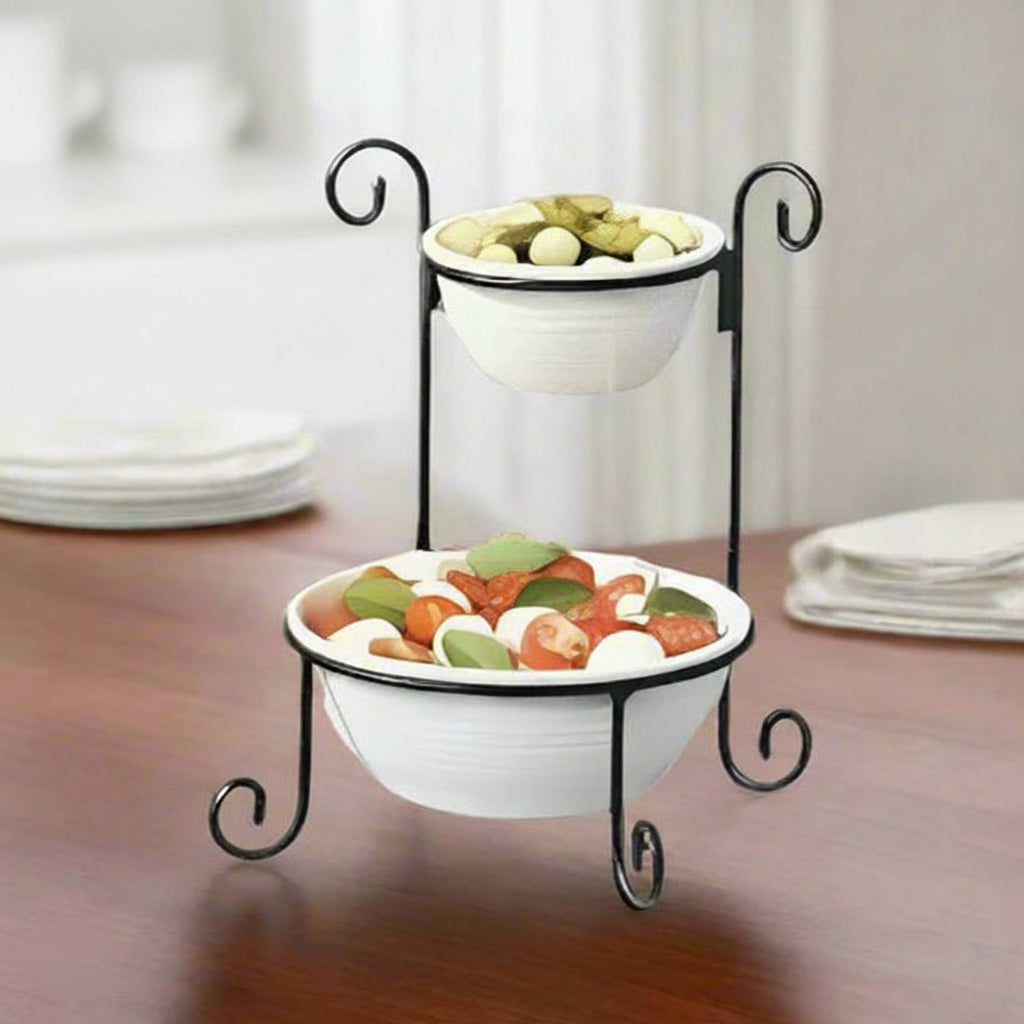 Danny Home 2 Tier Porcelain Bowl Stand