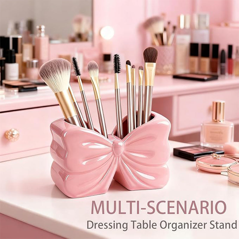 Elegant Cute Bow Shape Cosmetic Brush And Toothbrush Storage Organizer
