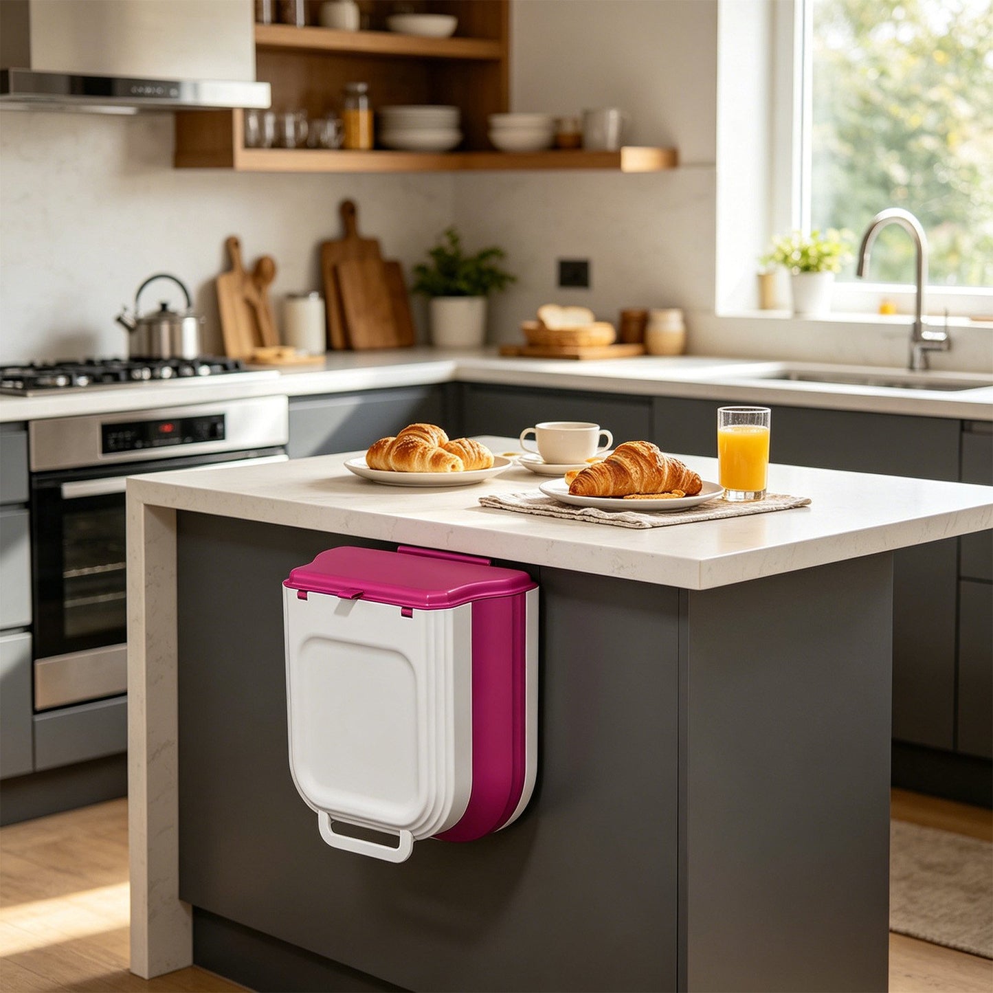 Wall Mounted Household Foldable Trash Bin Kitchen Hanging