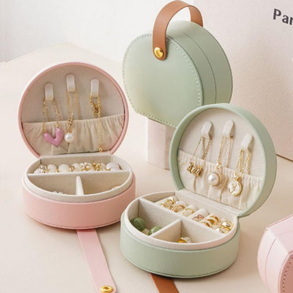 Mini Portable PU Leather Jewelry Organizer Box
