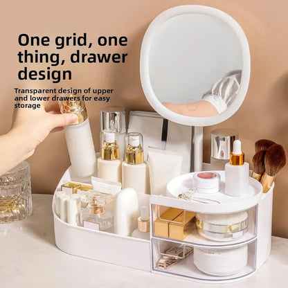 Large Capacity Desktop Cosmetics And Multipurpose Organizer With Mirror
