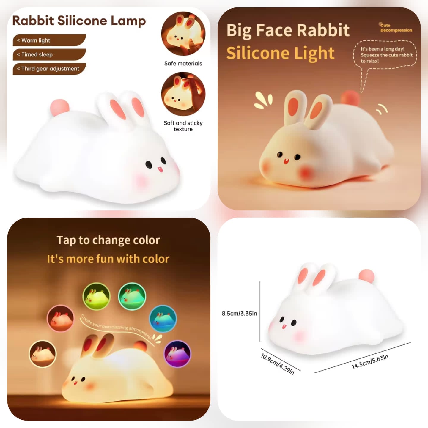 Cute Rabbit Desk Lamp Soft Night Light