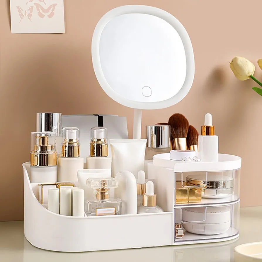 Large Capacity Desktop Cosmetics And Multipurpose Organizer With Mirror
