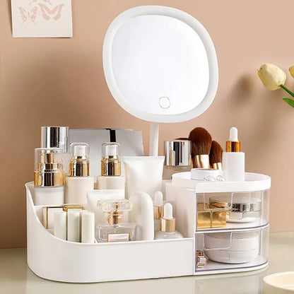 Large Capacity Desktop Cosmetics And Multipurpose Organizer With Mirror