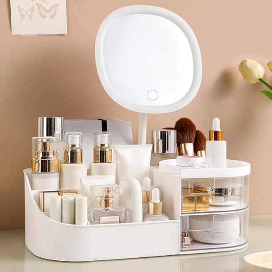 Large Capacity Desktop Cosmetics And Multipurpose Organizer With Mirror