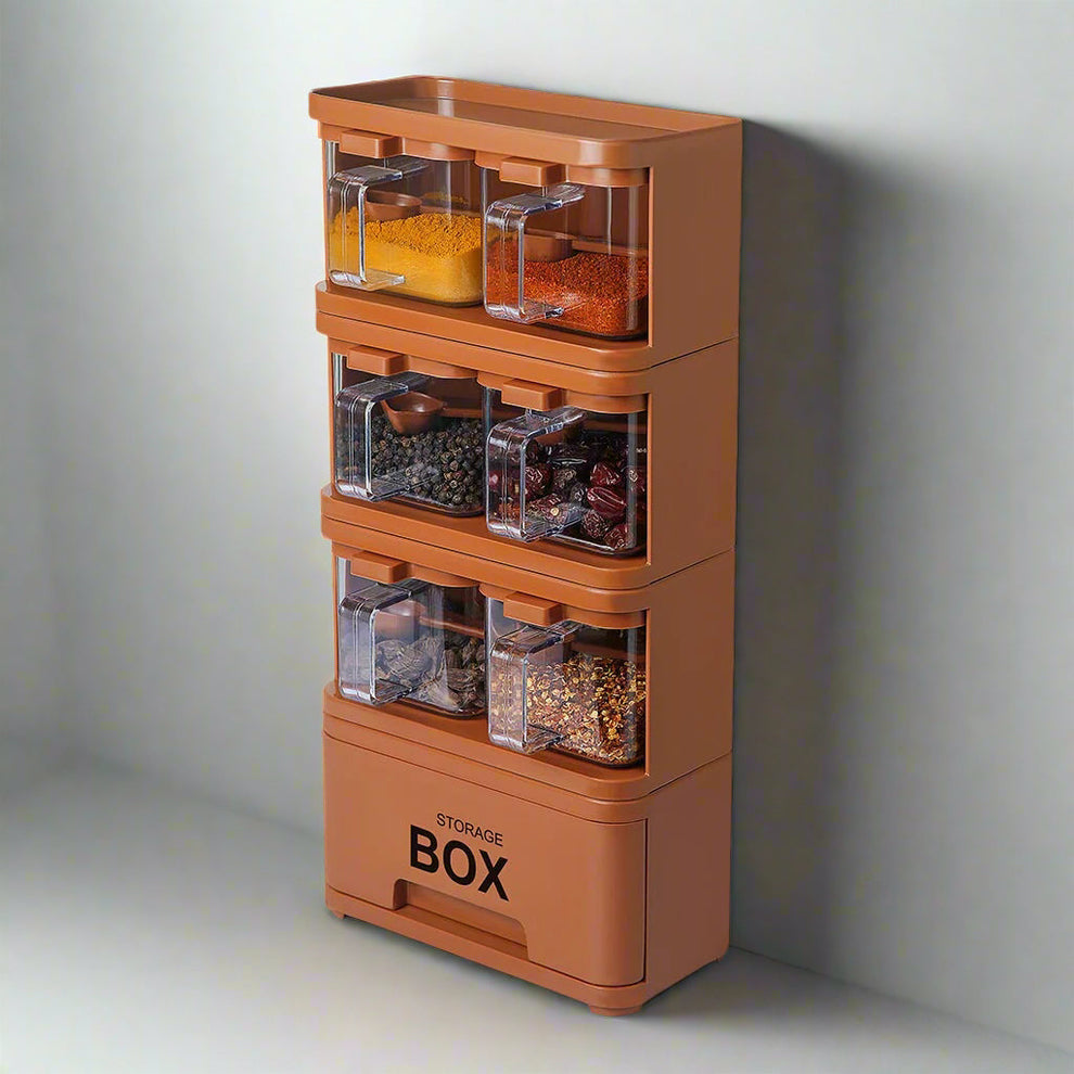 Seasoning Box With 6 Jars And Drawer