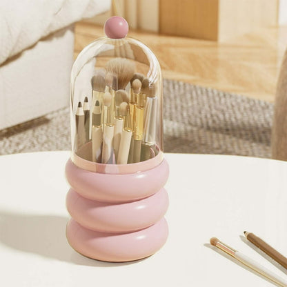 Nordic Style Rotating Makeup Brush Holder With Lid
