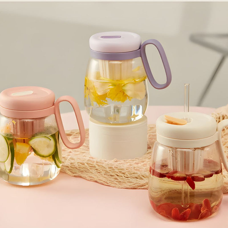 500ML Portable Glass Water Bottle Leakproof