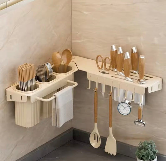 Wall Mounted Over The Sink Organizer Rack, Kitchen Storage Shelf with Knife Holder