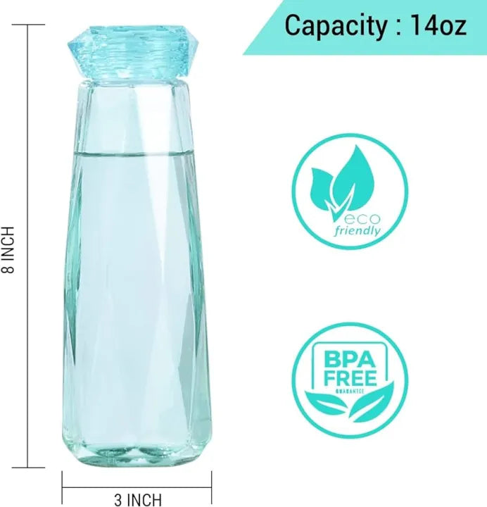 Diamond-Shaped Glass Water Bottles Featuring Geometric Design
