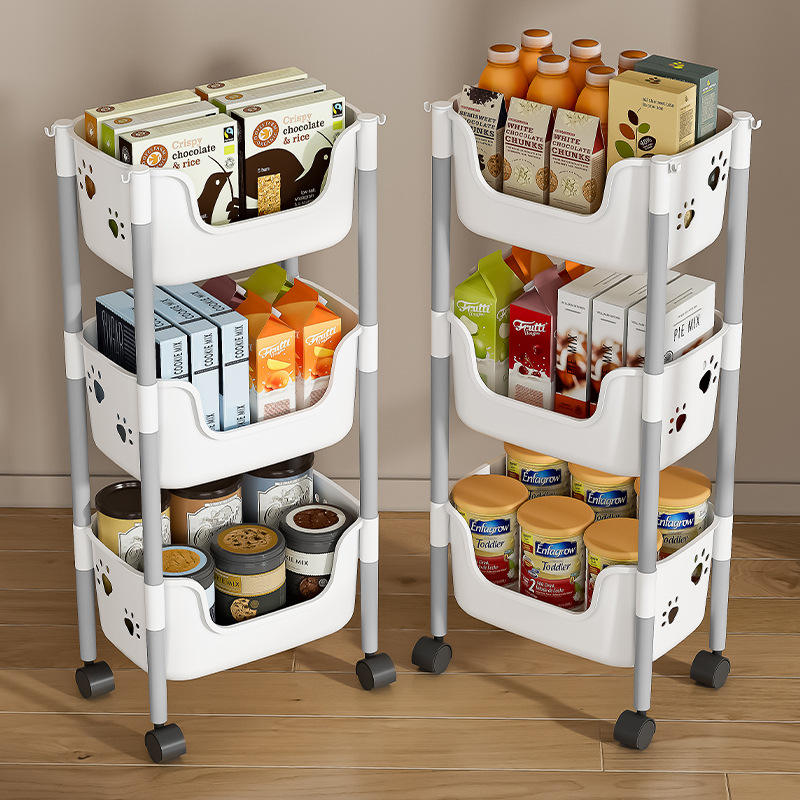 Multifunctional 3 Layer Storage Trolly With Wheels