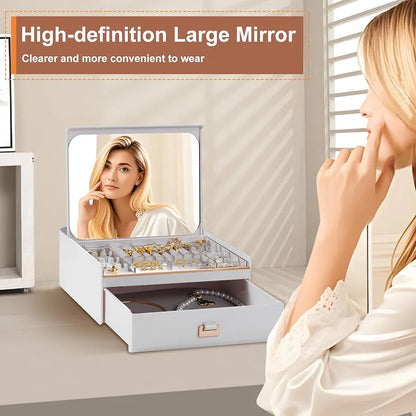 Jewellery Storage Box with Mirror and Drawer
