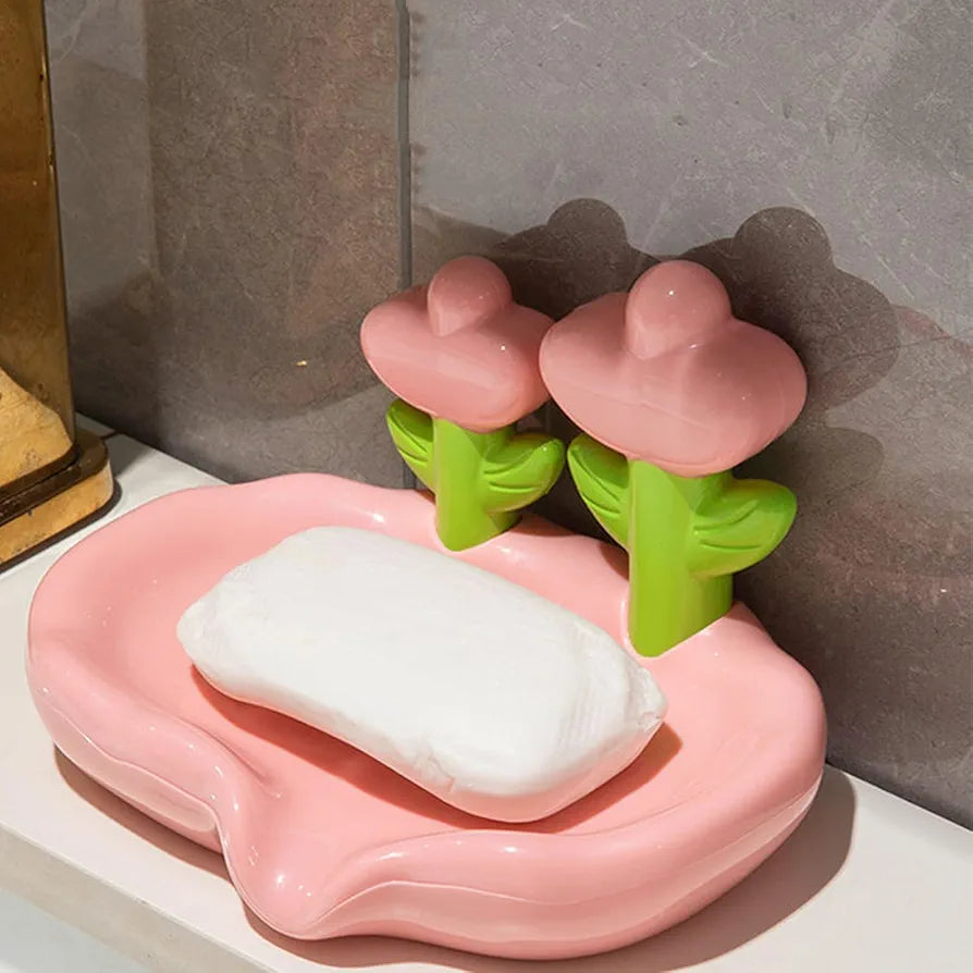 Flower Decor Creative Floral Soap Dish With Dual Drainage Design